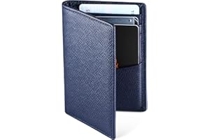 WeValley Porte Cartes de Crédit, RFID Blocage, Bifold Portefeuille Homme Cuir Véritable, Rangement Carte de Crédit et Billets (Bleu 1)