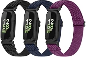 enkic 3 Pack Elastic Strap Compatible with Fitbit Inspire 3/Inspire HR/Ace 3, Adjustable Stretchy Nylon Sport Replacement Wristband for Men & Women