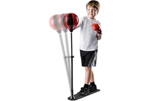 Toyrific | Punch Bag with Gloves, Adjustable Boxing Set with Flat Base and Punching Ball, Freestanding for Kids Boys and Girls and Beginners