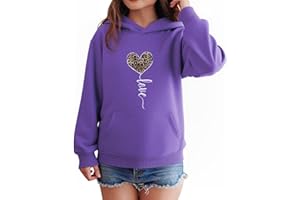 TUANMOZI Hoodie Mädchen Kapuzenpullover Leopard Drucke Sweatshirt mit Kapuzen Casual Baumwolle Pullover Langarm Kapuzenpulli mit Taschen 7-14 Jahre