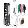 Elementi Milk Frother Handheld - Powerful Mini Coffee Frother Whisk - Hand Held Coffee Whisk Electric & Frappe Maker - Drink Mixer, Stirrer & Electric Milk Foamer (Silver)