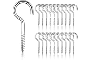 Gukasxi 20 Pezzi Ganci Avvitabili in Acciaio Inox M5 x 65mm Vite Occhielli Gancio a Vite Ganci a Soffitto per Casa, Ufficio e Uso Esterno, Viti per Occhielli Autofilettante per Legno