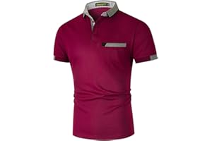 GNRSPTY Men's Short Sleeve Polo Shirts Classic Contrast Color Thread Slim Fit Cotton Golf Tennis T-Shirt