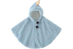 IBLUELOVER Manteau Cape Enfant Cape à Capuche en Peluche Bébé Fille Garçon Blouse Motif Mignon 3D Veste Thermique Doux Châle Boutonné Blouson Hiver Chaud Étole de Princesse Baptême Mariage Noël