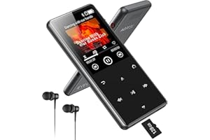 AGPTEK 128 GB Lettore MP3 Bluetooth 5.4 con Altoparlante, 2,4" MP3 Sportivo in Metallo Suono HiFi Senza Perdite, Lettore Musicale Portatile per Bambini con Pulsante di Registrazione Radio FM, Nero