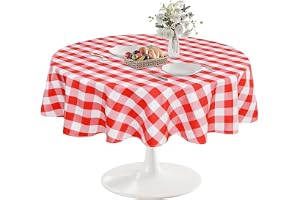 DWCN Bordsduk med rutmönster, rund, 140 cm, tvättbar, för utomhusbruk, väderbeständig, fläckskyddad, vattentät, för jul, utom