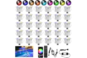 INDARUN Lampe au Sol Spot Encastrable+Wifi contrôleur-Lumière RGBW (RGB+Blanc Chaud) étanche IP67 Ø31mm-éclairage pour terrasse, patio, chemin, mur, jardin, décoration, intérieur et extérieur