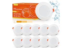 Tomosu 10x Faretti LED da Incasso per Cartongesso Dimmerabile, 5W 220V 450LM 2700K-3000K Bianco Caldo Faretti da Incasso 98mm, 24mm Ultra-Sottile, Foro Φ75-85mm, IP44 Luci da Incasso Per Bagno