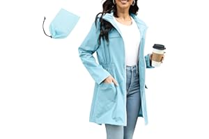 PONCEAU Damen Wasserdicht Regenjacke Atmungsaktiv Windbreaker Softshelljacke Leichte Jacke Atmungsaktive Packbare