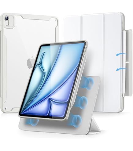 ESR voor iPad Pro 11 inch hoes M5/M4 (2025/2024), draaibare hoes met afneembare magnetische hoes, verstelbare portret/landschapsstandaard, 9 staande hoeken, Shift-serie, grijs