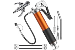 ‎FANTICTAS Fantictas 10tlg Fettpressen-Set, 8000 PSI auslaufsichere Pistolengriff-Fettpresse mit Verriegelungskupplung, 18-Zoll-Federflexschlauch, 14-Unzen-Ladung, 2 Nadeldüsen, 2 Standardschläuche