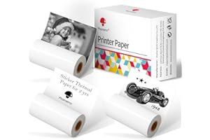 Phomemo M02 Paper, White Sticker Paper Strong Self-Adhesive for Phomemo M02 M02PRO M02S M03 M04S M04AS M832 M833 M834 Portable Thermal Printer, 50mm x 3.5m,3 Rolls