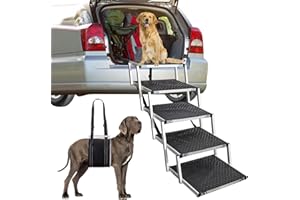 WHDPETS Escalier pour Chien, Rampe pour Chien avec Surface Antidérapante, Jusqu’à 80kg, Escalier pour Chiens pour Voiture 5 Marches pour Petit et Grand Chiens