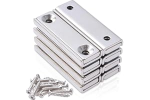 MIN CI 8 Stück Magnete Stark Klein, 40X13.5X5mm Neodym Magnete Extra Stark Magneten Schraubbar Flach Magnete mit Loch Magnetverschluss Senkkopf zum Anschrauben Topfmagnet Türmagnet