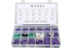 Yctze O-Ring-Sortiment 225-teiliges Auto-Klimaanlagen-O-Ring-Dichtungsset, 14 Größen, Sortiment mit Unterlegscheiben, Abstandshalter für die Maschinenindustrie