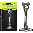 GilletteLabs Men's Razor + 1 Razor Blade Refill, with Exfoliating Bar, Includes Premium Magnetic Stand