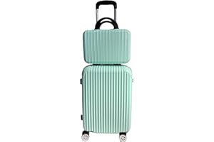 RAVENSUITCASE Maleta Cabina y Neceser 2 pzs Rígida ABS 8 Ruedas Estructura Ligera Cómoda Asa Telescópica Manija Candado Combinación 20''(54x36x21 cm)+Neceser(33x23x14 cm) 3,2 kg
