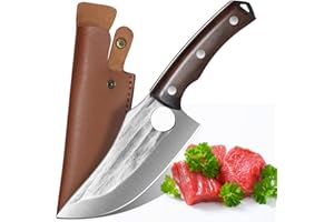 HOME SAFETY Coltello per disossare Coltello vichingo Coltello con custodia in pelle Coltello da esterno Coltello da caccia Coltello da macellaio in acciaio al carbonio Full Tang per barbecue da campeggio