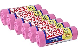 EFFENNE GROUP 90 Sacchi Spazzatura Rosa, Sacchetti Plastica con Manici a Shopper, 55x65cm, Sacchetti Trasparenti Super Resistenti, Sacchetti Spazzatura, Raccolta Differenziata, Raccolta Differenziata Esterno
