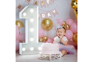 MIXIFOX Gigantische Leuchtende Zahlen Deko Geburtstag, Hochzeitstag, 1.Geburtstagsfeier, Leuchtende Zahlen LED, Hochzeit Deko Geburtstag Verlobungsdekoration, Partyzubehör, Zahl 1