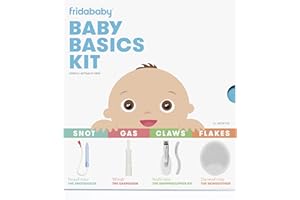 Frida Baby Kit di base: kit essenziale per bambini, include aspiratore nasale NoseFrida Snotsucker, lime per unghie NailFrida, sollievo dal gas Windi, spazzola da bagno DermaFrida + custodia in
