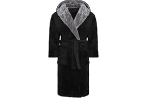 i-Smalls Mens Dressing Gown Super Soft Fleece Hooded Housecoat Robe with Belt S to 6XL