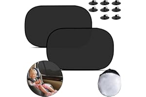 CAMIKI ART Sonnenschutz Auto mit UV Schutz mit 8 Saugnapf, 51x30cm Auto Seitenscheibe 2 Stück, Autofenster Sonnenschutz