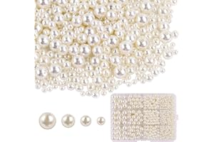 XWCHASA 1480 Perlas Beige Adhesivas y Decorativas de 4/6/8/10mm para Manualidades, Fabricación de Joyas, Pulseras y Collares