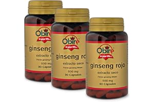 Obire | Ginseng Rojo 500 mg | Pack 3 Unidades | 90 Cápsulas | Ayuda a Aumentar tu Rendimiento Físico y Mental | Extracto Seco | Rico en Vitaminas, Minerales y Oligoelementos