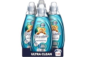 Coccolino Wonder Wash, Detersivo Lavatrice Liquido, Ultra Clean, Efficace nei Cicli Brevi da 15 Minuti, Anche a Freddo, Fragranza che Dura a Lungo, Pulizia Profonda, 37 Lavaggi, 4 Pezzi da 1480 ml