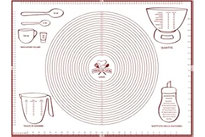 SOLEILX Spianatoia per Impastare 80x60 Disegno Italiano Misure in CM - Tappetino da Forno in Silicone Riutilizzabile Antiaderente Resistente al calore Tappeto da Cucina per Pasta fatta in Casa Pasticceria