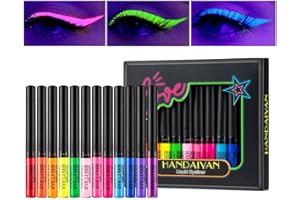 KARLOR Zestaw neonowych eyelinerów UV, 12 kolorów, fluorescencyjny, świecący eyeliner, czarne światło, kolorowy, płynny, wodoodporny, odporny na rozmazywanie, trwały eyeliner do makijażu oczu, twarzy