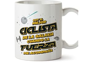 MUGFFINS Tazas para CICLISTA hombre - En Español - Mejor de la Galaxia Cuando Fuerza me Acompaña - 11 oz / 330 ml - Regalo original y divertido