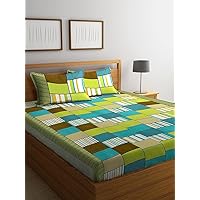 Fashion String Microfibre 144 TC Double Bedsheet with 2 Pillow Covers (King, Green)