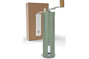 Lambda Coffee Ręczny młynek do kawy ze stali nierdzewnej i aluminium, młynek do espresso z mechanizmem mielącym ze stali nierdzewnej lub ceramicznym mechanizmem mielącym (zielony, młynek do kawy z