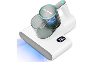 HAUSHOF Milbensauger für Matratzen 16 kPa mit UV Licht & 60℃ Heißluft, Matratzenreiniger 400W mit Display und Doppel-Staubbehälter, entfernt 99.9% Staubmilben