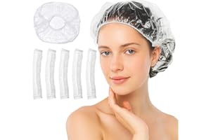 ADMYGO 100Pcs Shower Caps Disposable, Disposable Shower Caps for Women, Large Thick Waterproof Shower Cap, Plastic Elastic Hair Bath Caps for Hair Treatment for Salon, Spa, Travel, Home Use, Hotel (White)