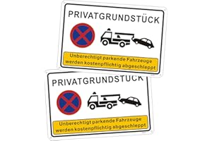 AYIFAN 2 Pack Privatgrundstück Schilder Parken Verboten Schild Unberechtigte Parkende Fahrzeuge Werden Kostenpflichtig Abgeschleppt Sign, 30 x 20cm Metall Alue Privatparkplatz Schild Wasserdicht UV-Schutz