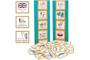 CREATE VISUAL AIDS Visual Timetable Children's Routine Chart with 35 communication cards to support transition for autism, adhd, down's syndrome, speech and language delay. (Visual Timetable for Children at Home)