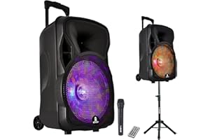BOOST-Mobile12-set - ENCEINTE SONO 600W KARAOKE PORTABLE + PIED + MICRO SANS FIL + BLUETOOTH USB SD