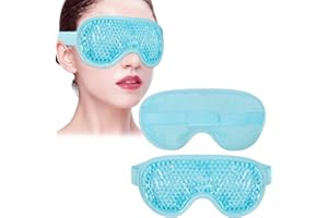 WOVTE ProChosen Masque Yeux Froid Masque Des Yeux Gel Gonflés, Cernes, Migraine Réutilisable Poche de Glace en Yeux pour Thérapie Froid Chaud (Bleu)