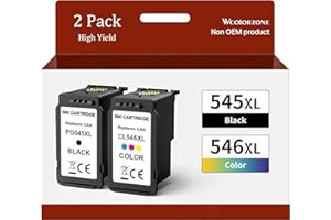 WCOLORZONE PG-545XL CL-546XL Druckerpatronen für Canon 545 XL 546 XL Multipack Patronen Kompatibel mit Canon Pixma iP2800 iP2850 MX495 TS3150 TS3350 TR4550 TR4551 MG2550S MG2555S MG2950S MG3050 MG3051 (2 Pack)