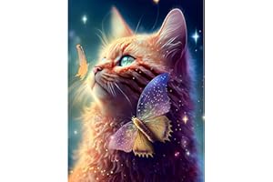 MXJSUA 5D DIY Diamond Painting Kit Completo, Gatto Animali Diamante 5d Fai Da Te, Diamond Painting Kit 5D, Kit per Pittura con Diamanti 5D Baci per il gatto 30x40cm per decorazione