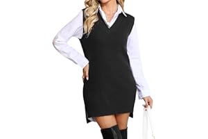 Migcaput Maglione da Donna con Scollo a V Lavorato a Maglia Gilet Senza Maniche a Maglia Elegante Classico Maglioni Lungo Pullover Smanicato