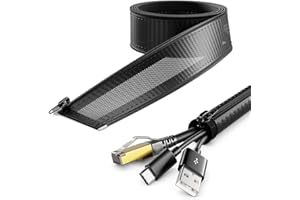 deleyCON 1,5m Organizer Kabli z Suwakiem Srednica 15mm Organizacja Kabli Kanał Kablowy Osłona Kabli Wytrzymały Nylon Maskownica Kabli Gospodarstwo Domowe Biuro Biurko Czarny