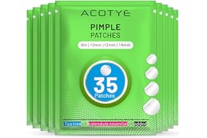 ACOTYE Pickel Patch- 35 Stück (5er Pack) | Pimple Patches mit Teebaumöl, Ringelblume, Salicylsäure | Klärt Akne schnell mit sanfter, beruhigender Formel | 4 Größen für alle Hauttypen