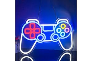 SIGNONME Game Neon LED Jeu Neon Mural Gaming Enseignes au Néon Game Zone Néons Panneau Lumineux Veilleuse Néon Gamepad Enseigne Lumineuse Alimentée Par USB Internet Chambre Salle de Jeux Décor