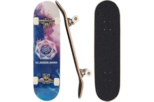 ‎SUMEBER Sumeber Skateboard für Anfänger 31 x 8 Zoll Komplettboard mit ABEC-7 Kugellager Double Kick Skateboards Geburtstagsgeschenk für Kinder Teenager und Erwachsene