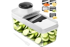 VIHOOM Mandolines de Cuisine - Coupe Legume Multifonctions - Mandoline Professionnelle Cuisine avec 5 Lames Interchangeables - Mandoline Japonaise pour Tranche/Julienne