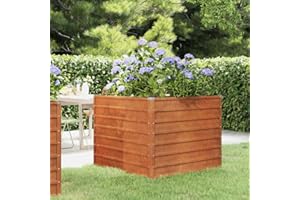 Myheimly Hochbeet, Hochbeet für Garten Balkon Terrasse, Kräuterhochbeet zum Selber Bauen, Gemüsebeet Pflanzkübel aus Metall, Grau Cortenstahl 100 x 100 x 77 cm